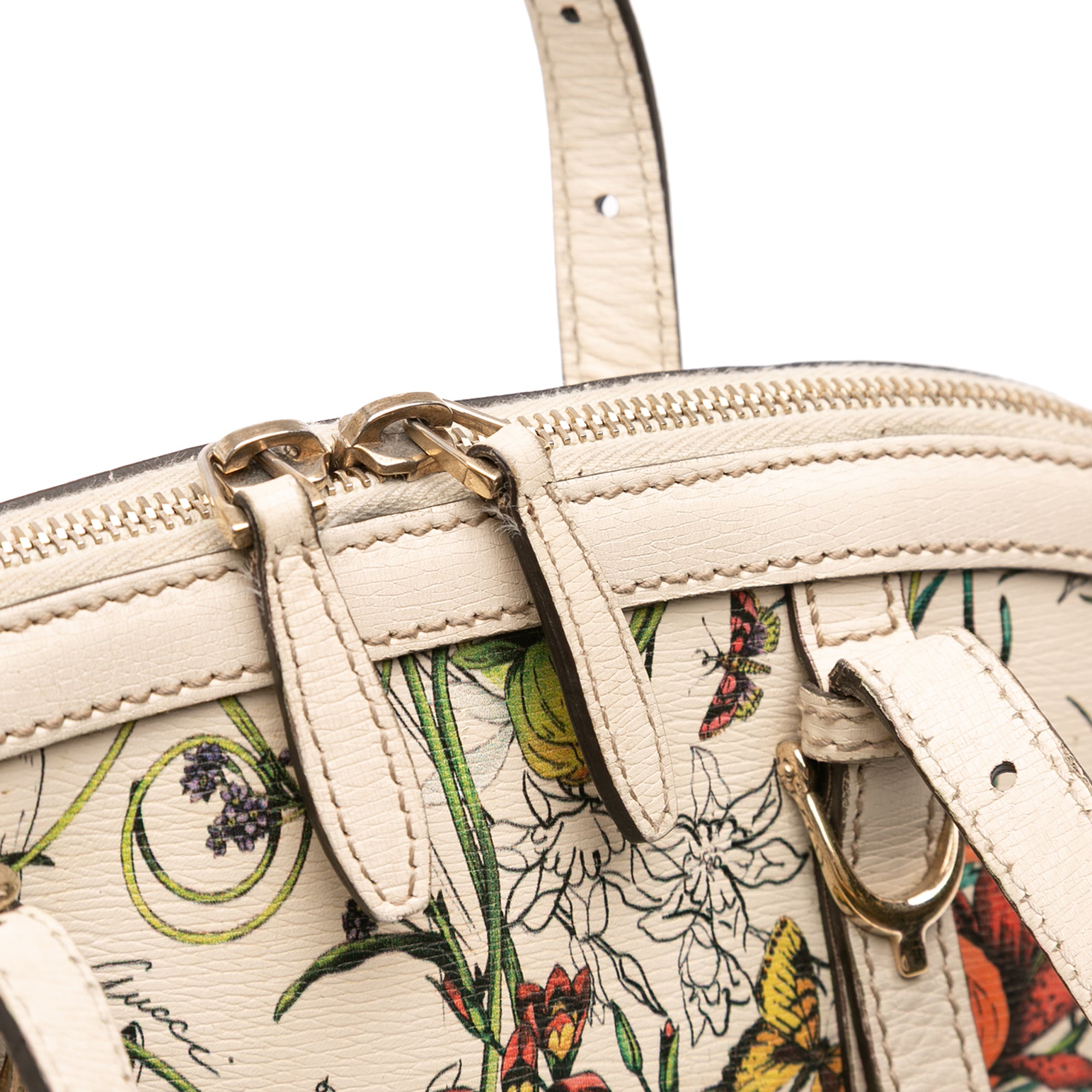 Small Leather Flora Nice Dome Satchel