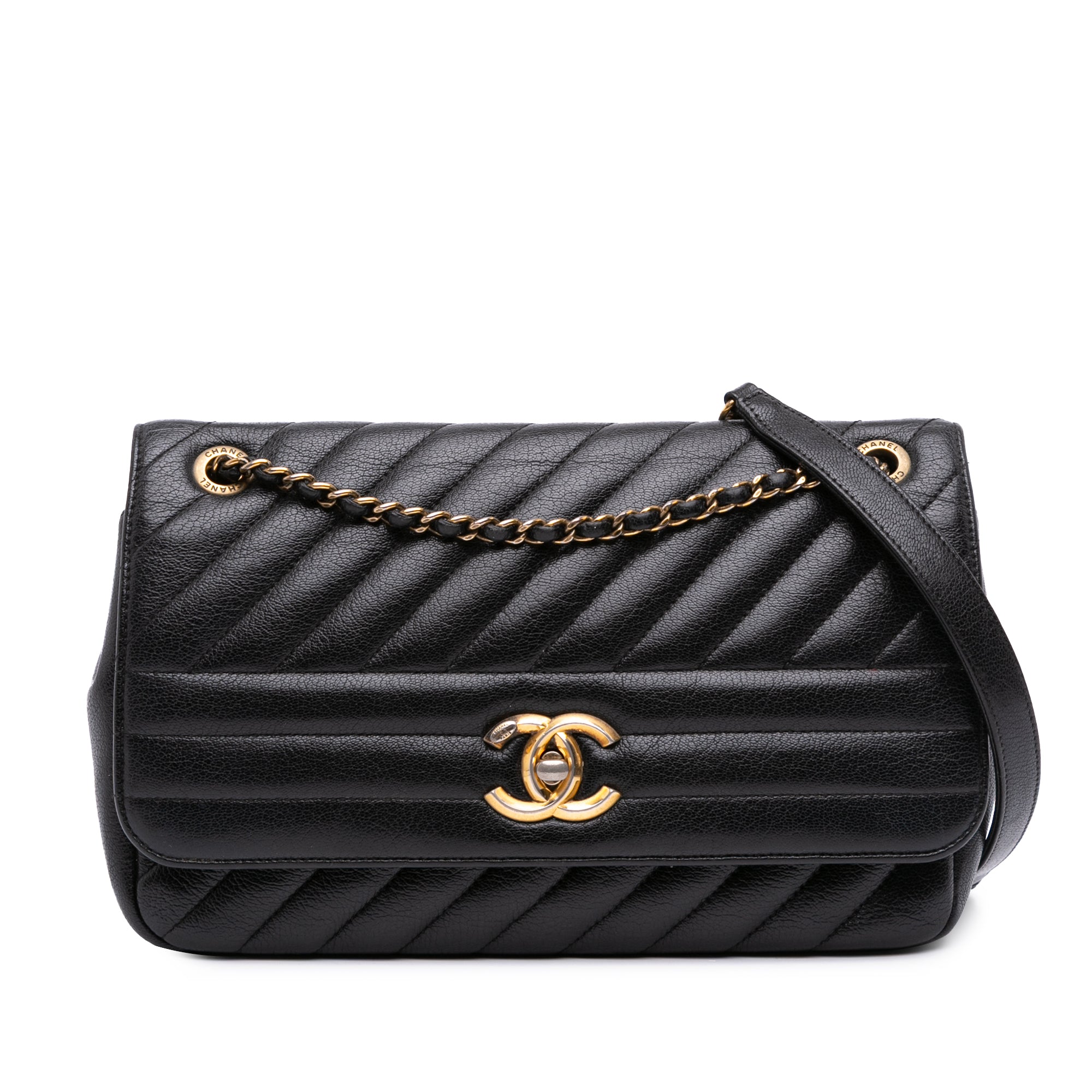 Medium Diagonal Quilted Goatskin Flap