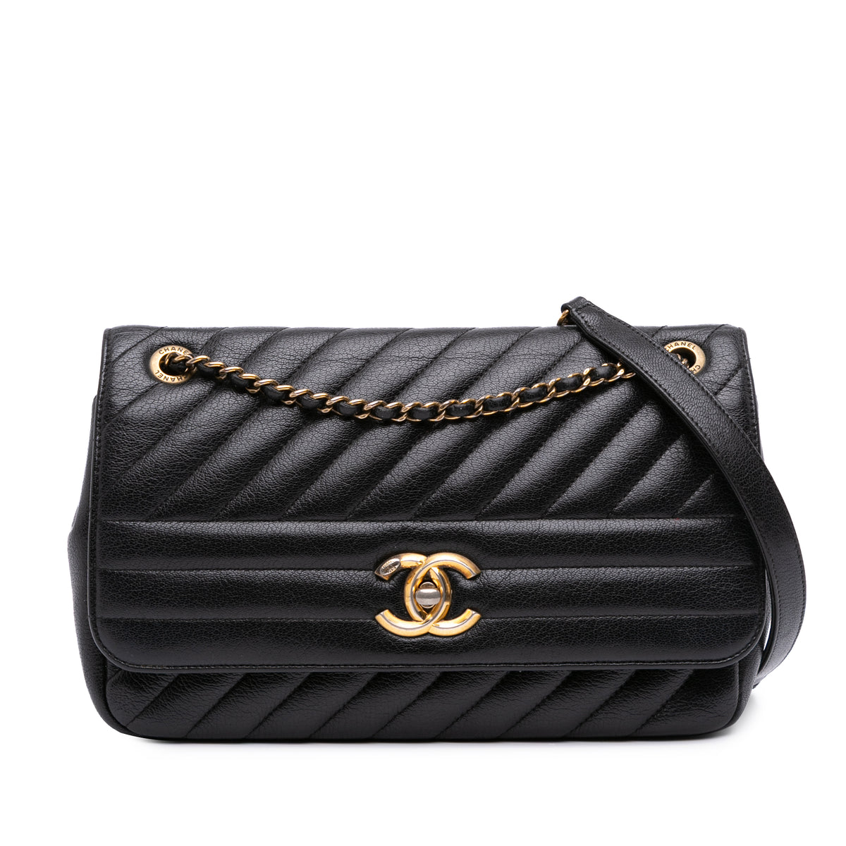 Medium Diagonal Quilted Goatskin Flap