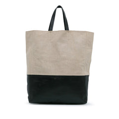 Bicolor Leather Vertical Cabas Tote