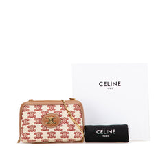 Triomphe Embroidered Canvas Clutch On Chain