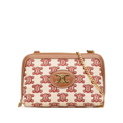 Triomphe Embroidered Canvas Clutch On Chain