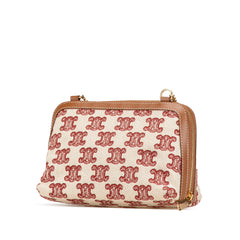 Triomphe Embroidered Canvas Clutch On Chain