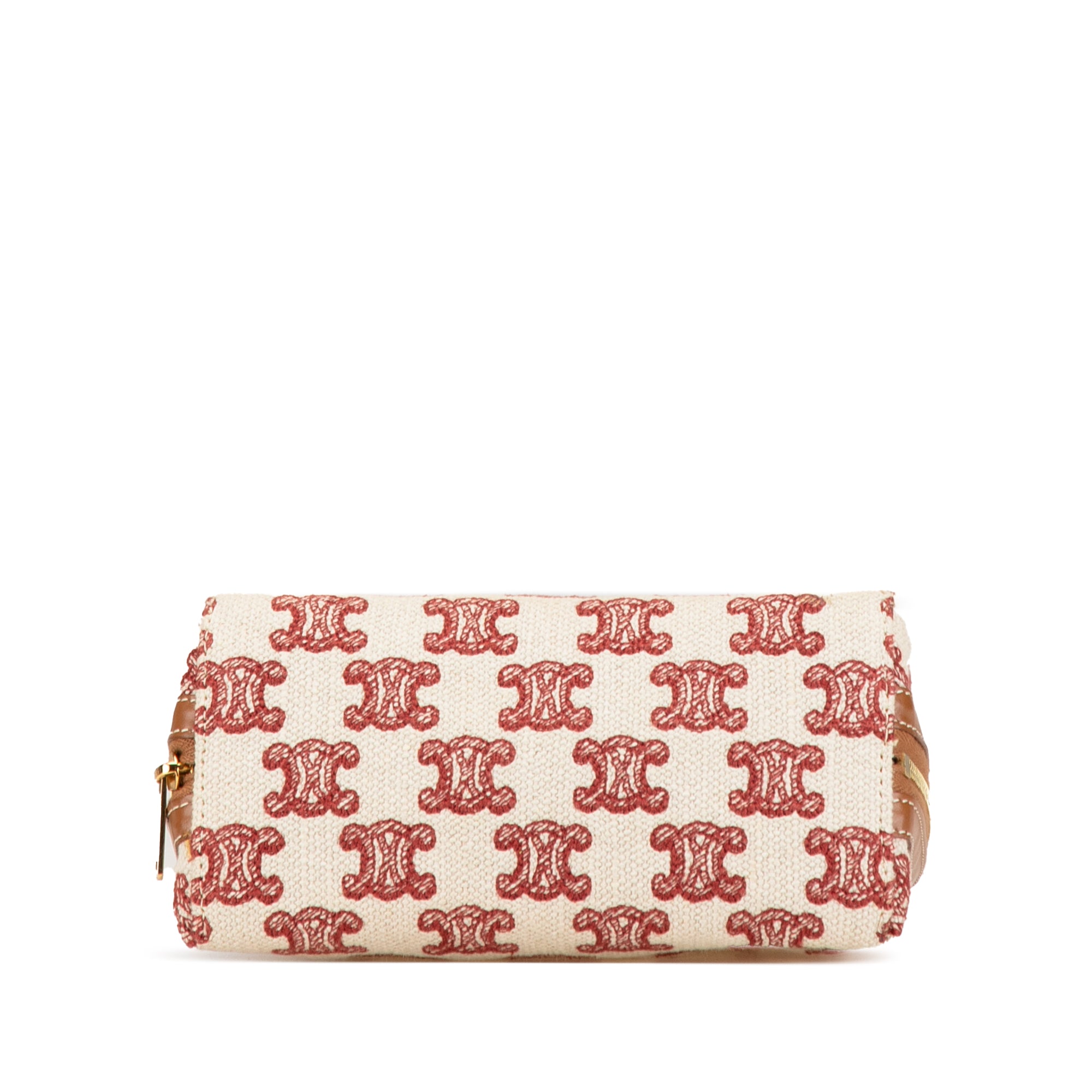 Triomphe Embroidered Canvas Clutch On Chain