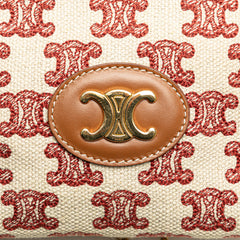 Triomphe Embroidered Canvas Clutch On Chain
