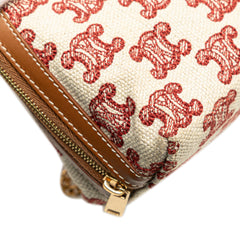 Triomphe Embroidered Canvas Clutch On Chain