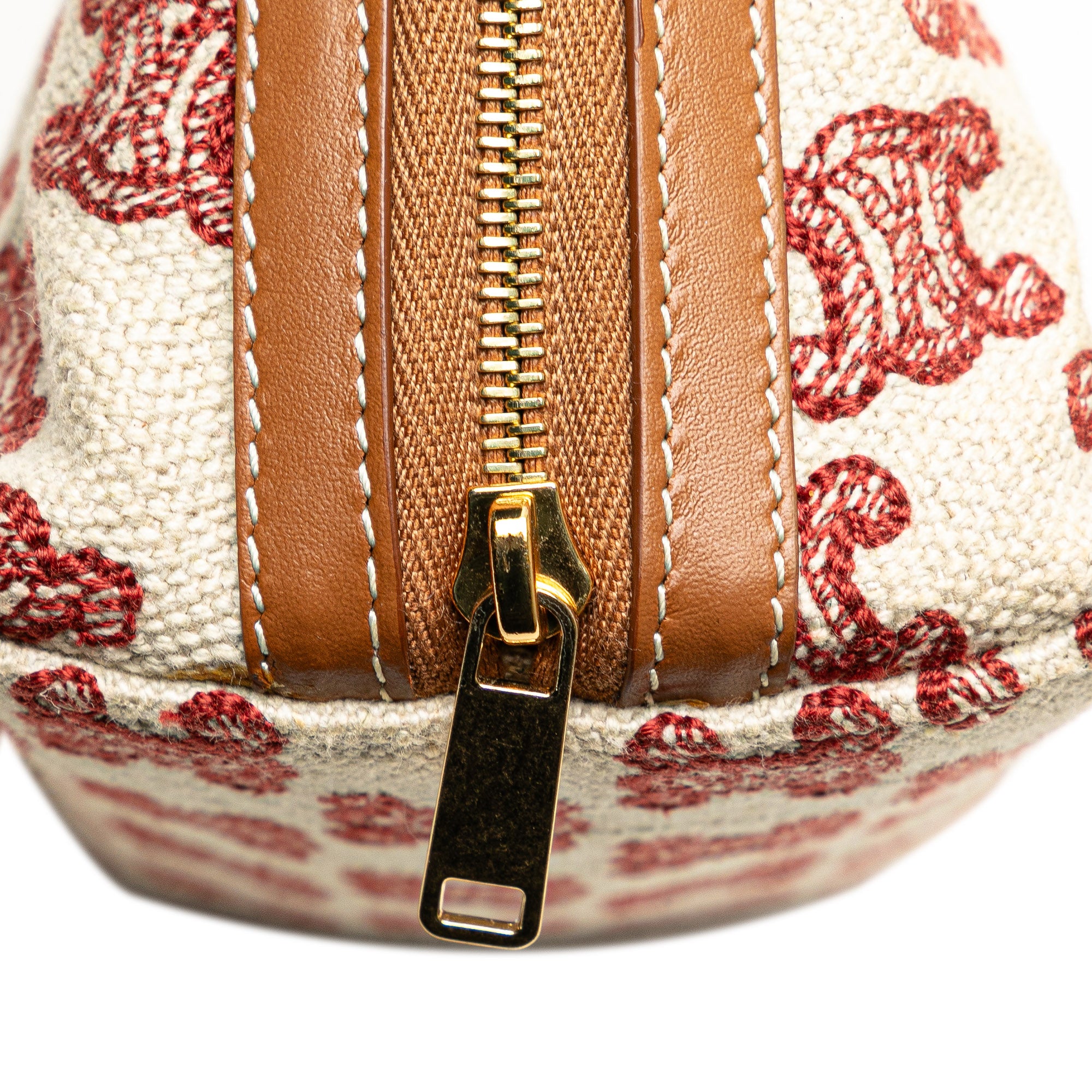 Triomphe Embroidered Canvas Clutch On Chain