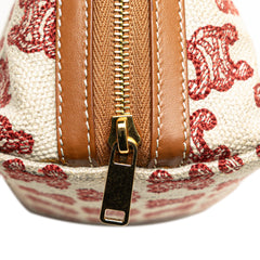Triomphe Embroidered Canvas Clutch On Chain