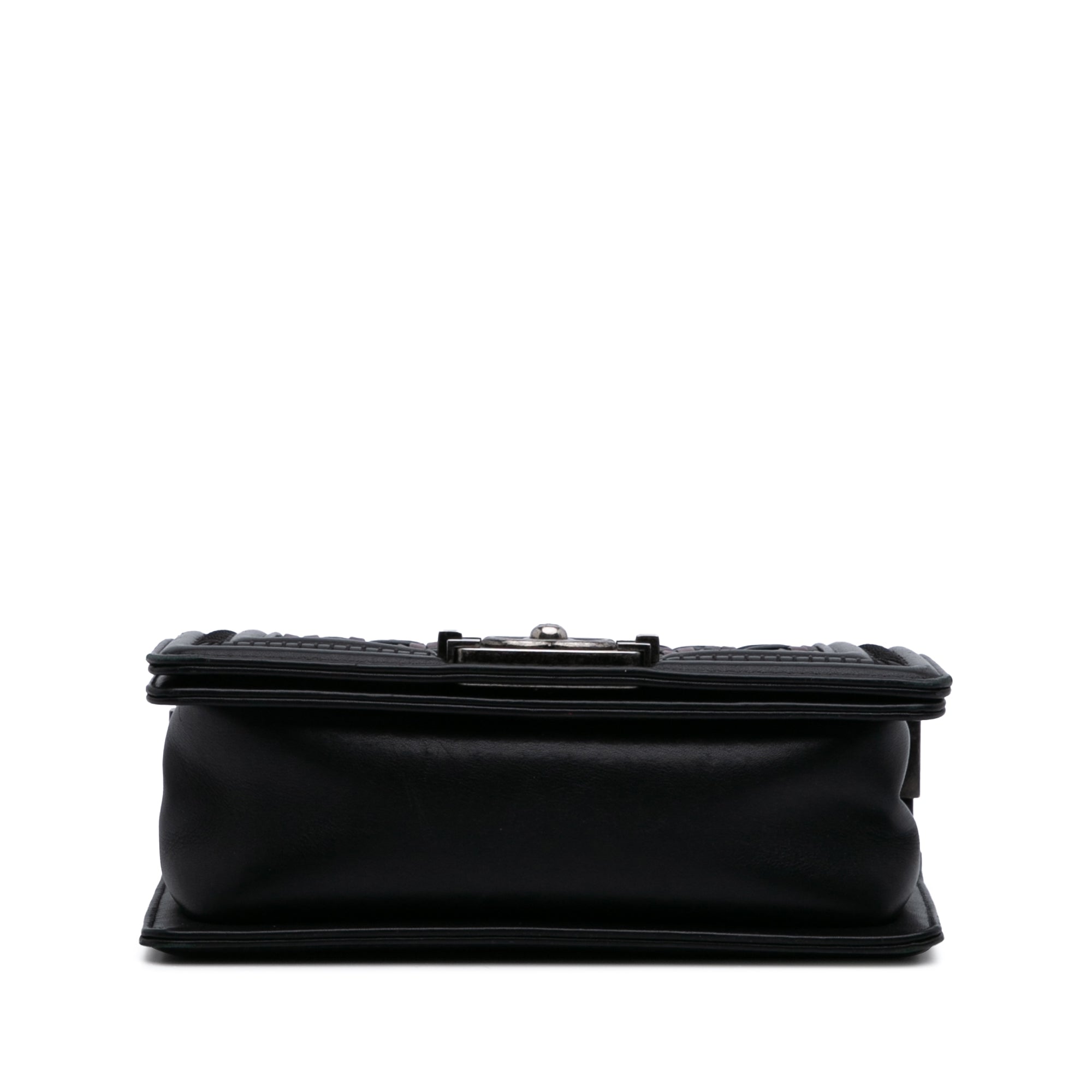 Small Bicolor Woven Calfskin Boy Flap