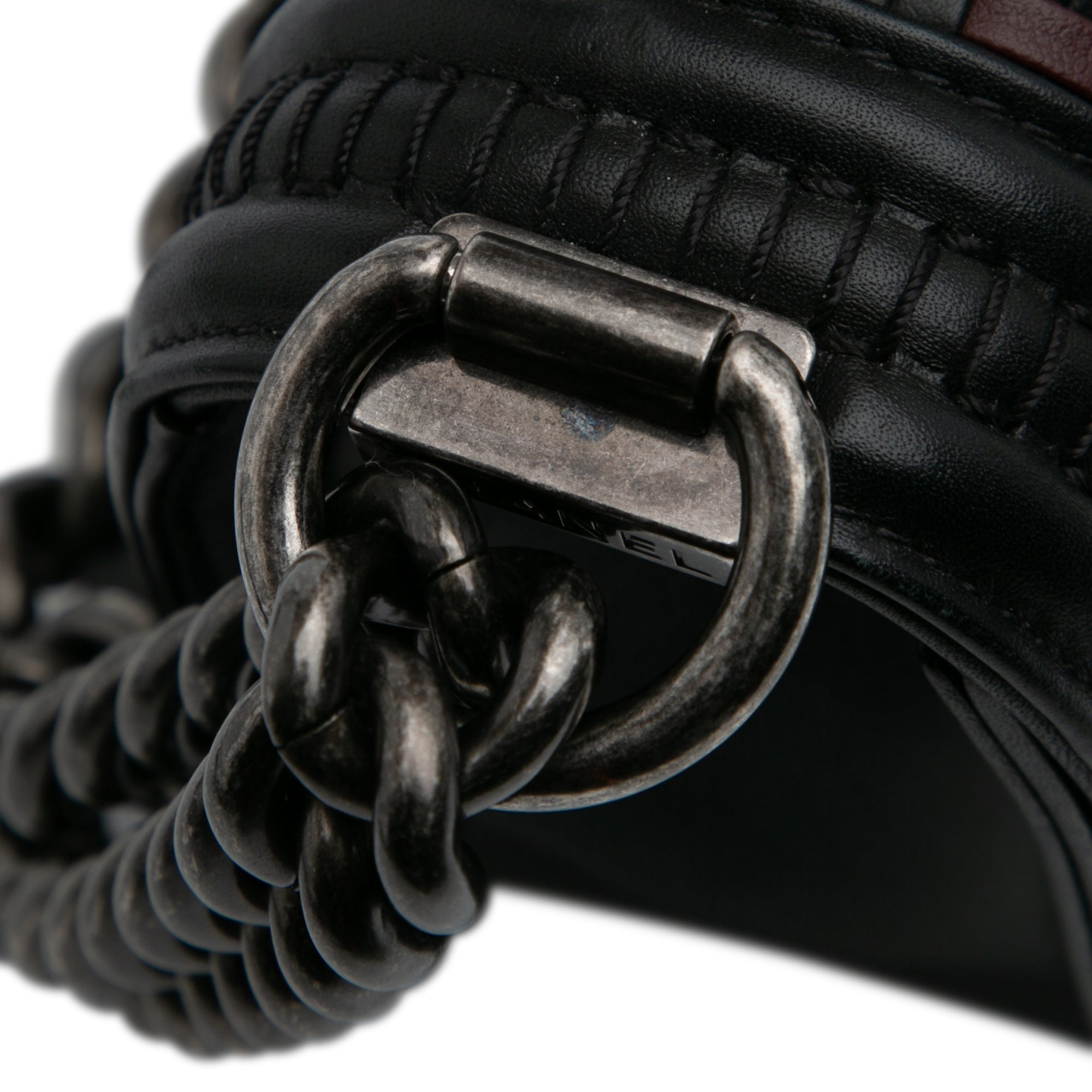 Small Bicolor Woven Calfskin Boy Flap