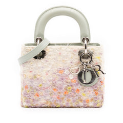 Mini Ruffled Floral Fabric Embellished Lambskin Lady Dior