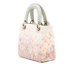 Mini Ruffled Floral Fabric Embellished Lambskin Lady Dior