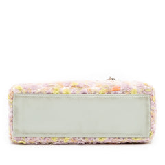 Mini Ruffled Floral Fabric Embellished Lambskin Lady Dior