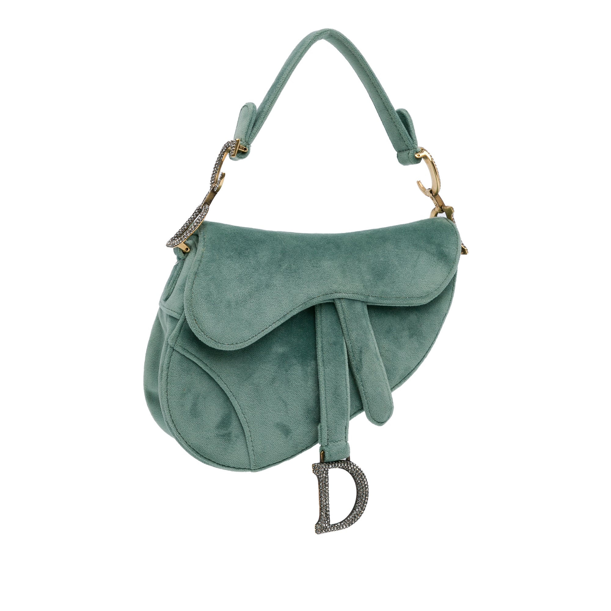 Mini Velvet Crystal Saddle Bag