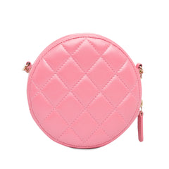 CC Quilted Lambskin Pearl Crush Round Clutch with Chain_2