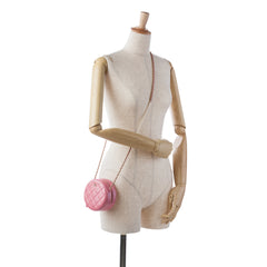 CC Quilted Lambskin Pearl Crush Round Clutch with Chain