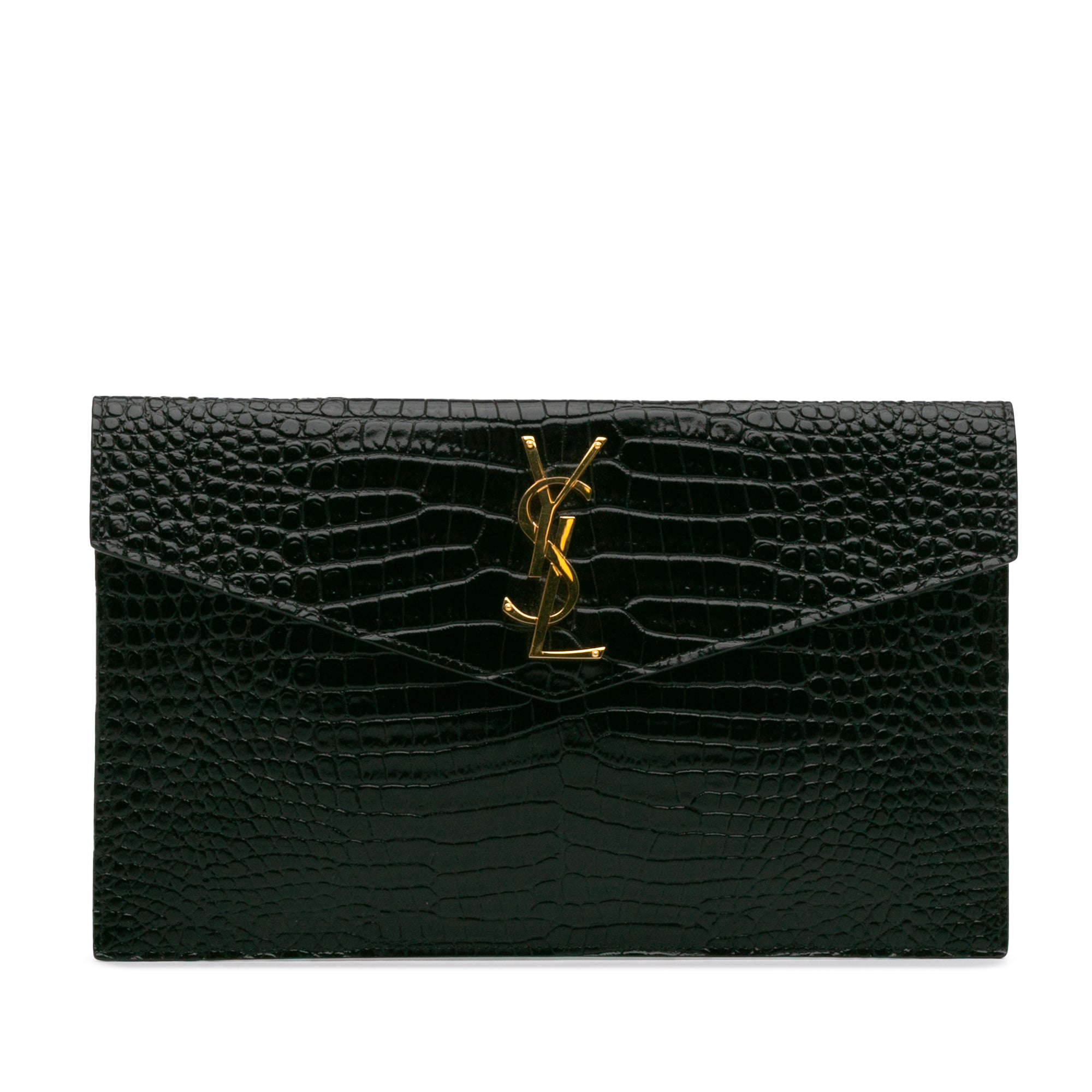 Croc Embossed Leather Uptown Pouch