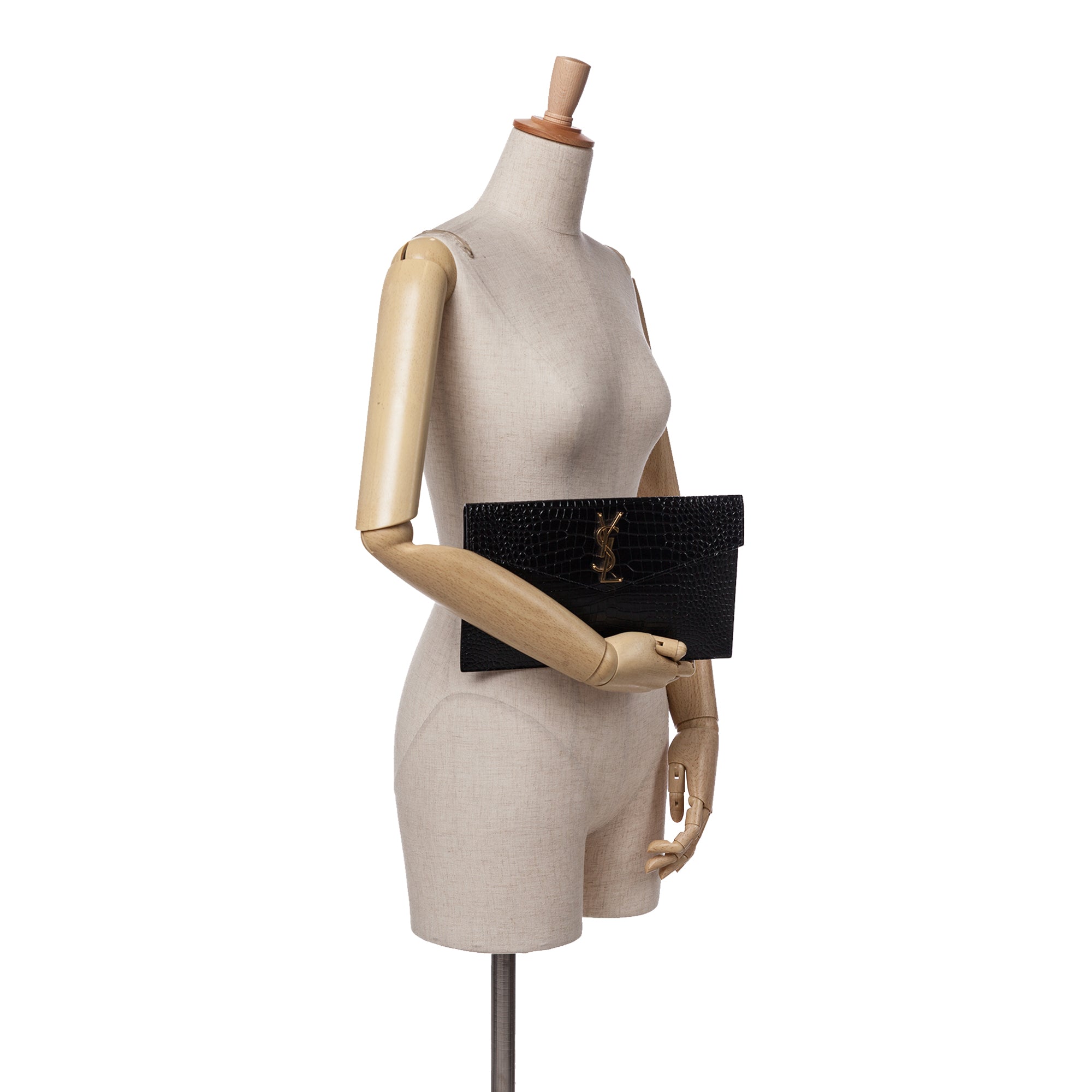 Croc Embossed Leather Uptown Pouch