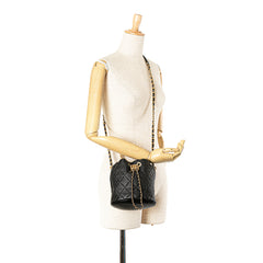 Quilted Lambskin Pearl Crown Drawstring Bucket Bag