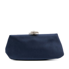 Satin Crystal Camellia Evening Frame Clutch