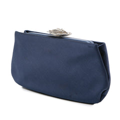 Satin Crystal Camellia Evening Frame Clutch