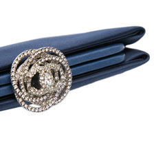 Satin Crystal Camellia Evening Frame Clutch
