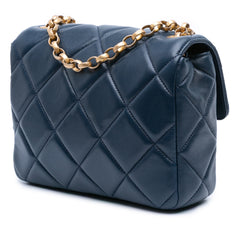 Mini Square Quilted Lambskin Bijoux Logo Chain Flap
