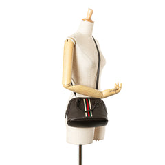 Mini Leather Web Dome Satchel