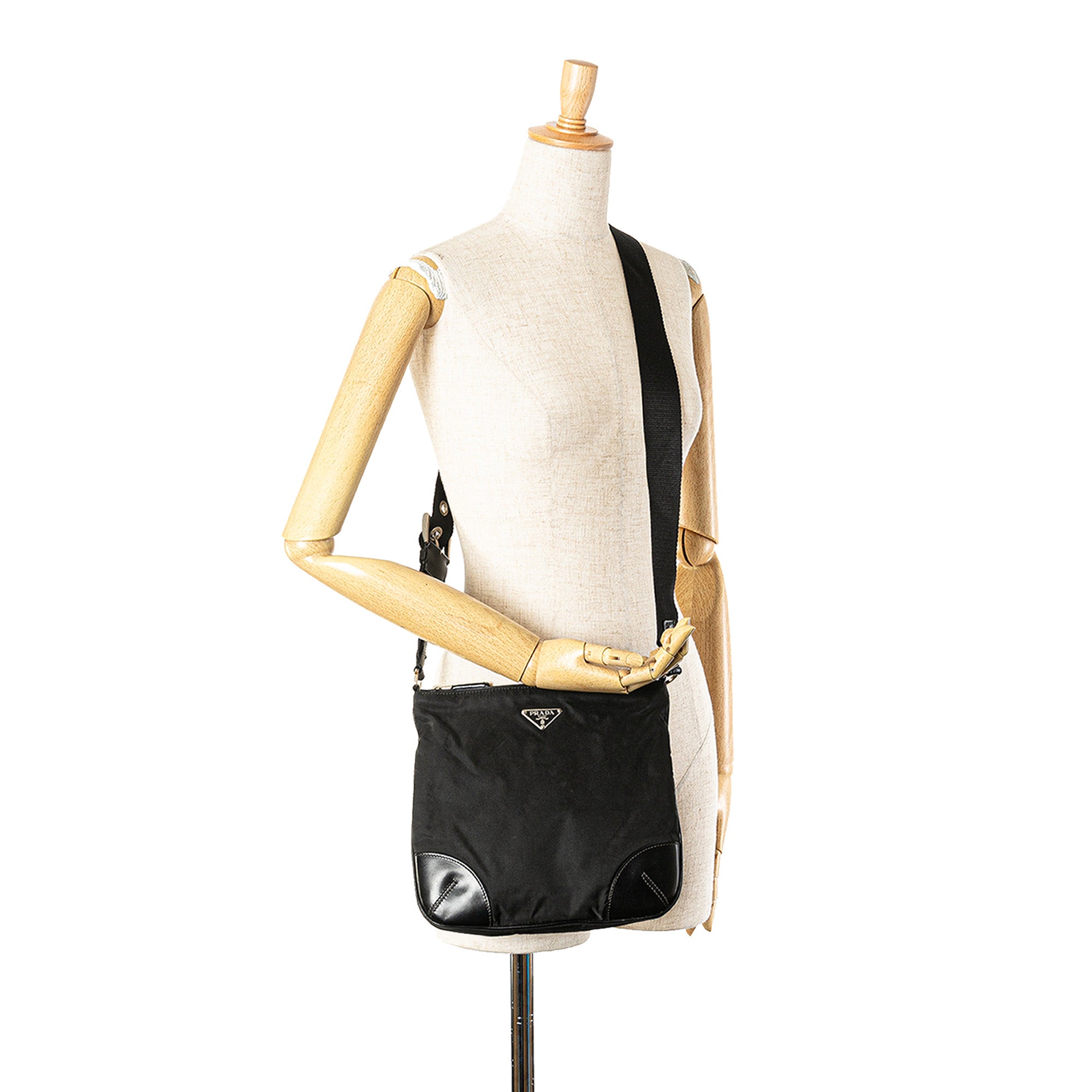 Vitello Trimmed Tessuto Zip Top Crossbody