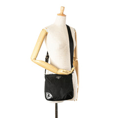 Vitello Trimmed Tessuto Zip Top Crossbody