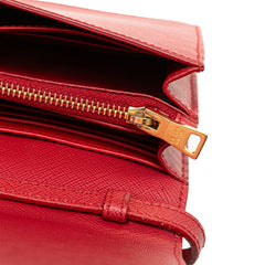 Saffiano Lux Bow Wallet On Strap