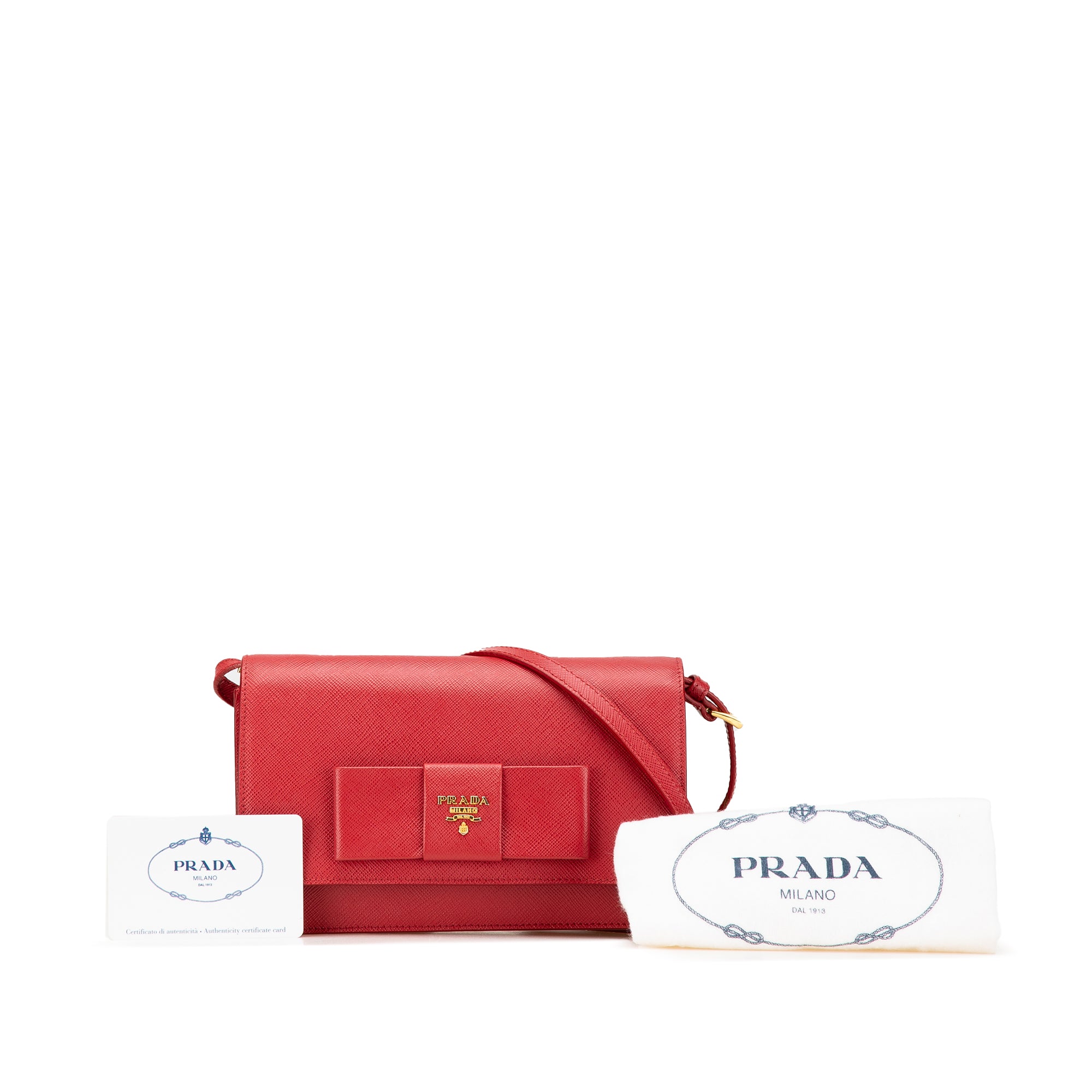 Saffiano Lux Bow Wallet On Strap