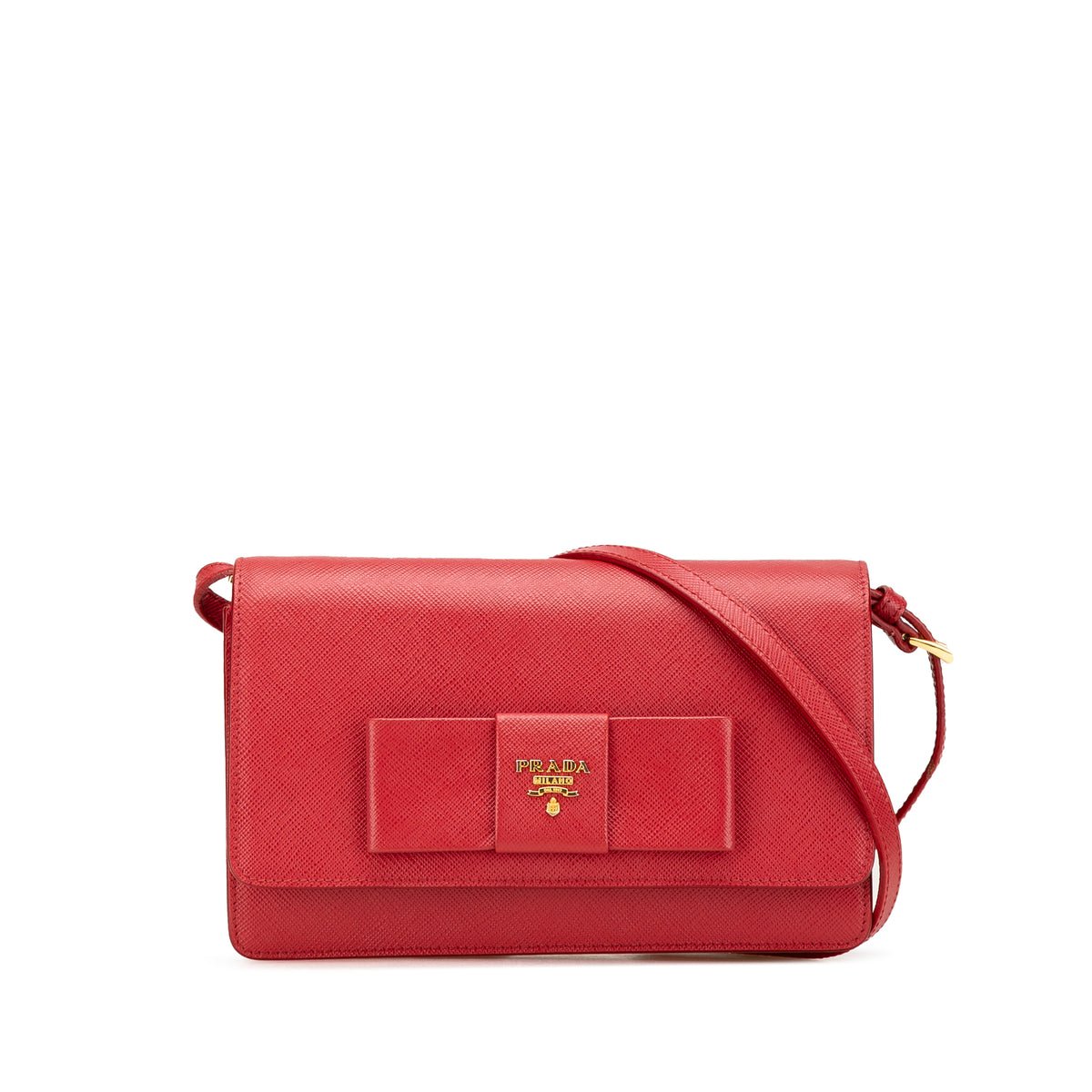 Saffiano Lux Bow Wallet On Strap