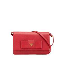Saffiano Lux Bow Wallet On Strap