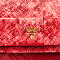 Saffiano Lux Bow Wallet On Strap