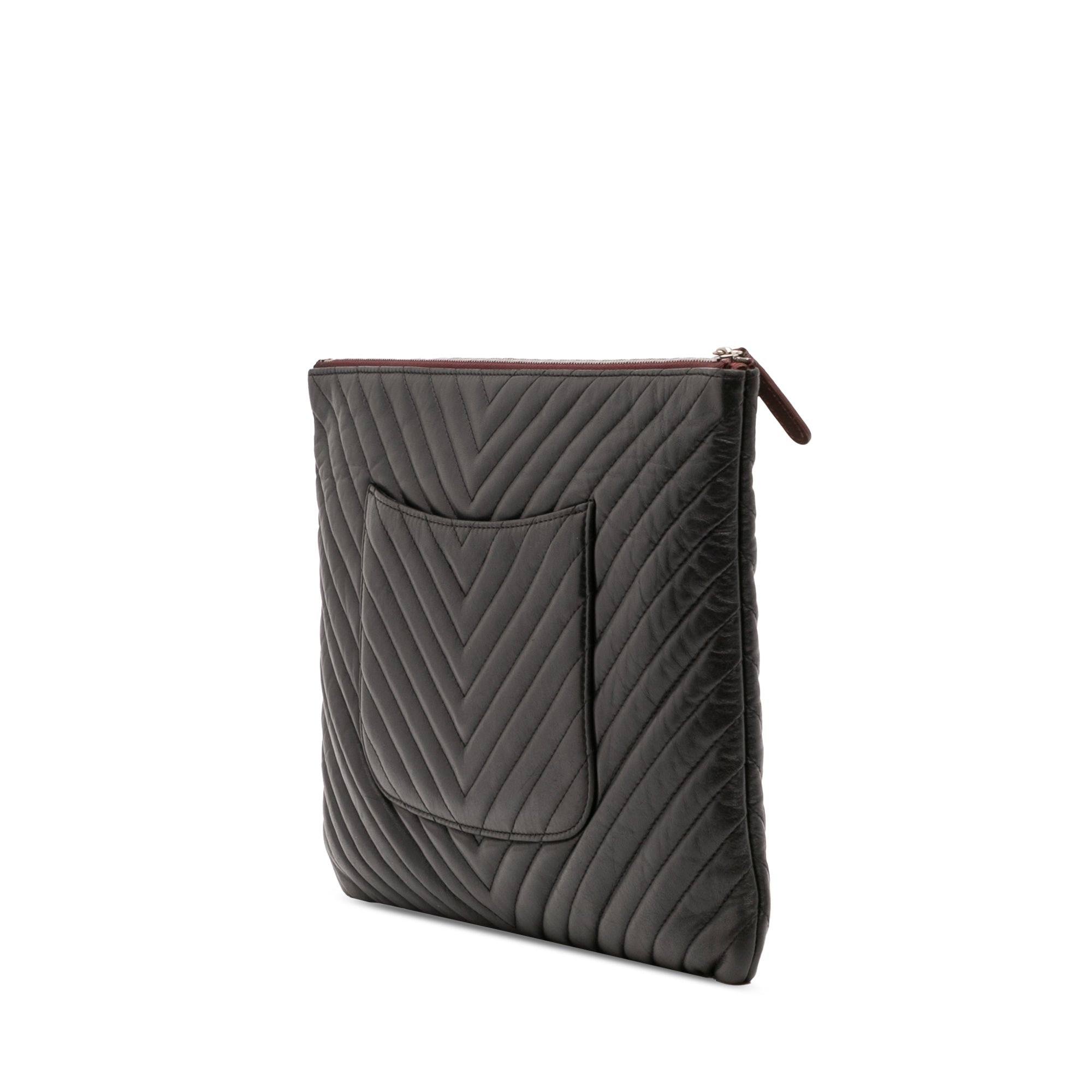 Large Chevron Caviar Ancient Greek Charms O Case Clutch