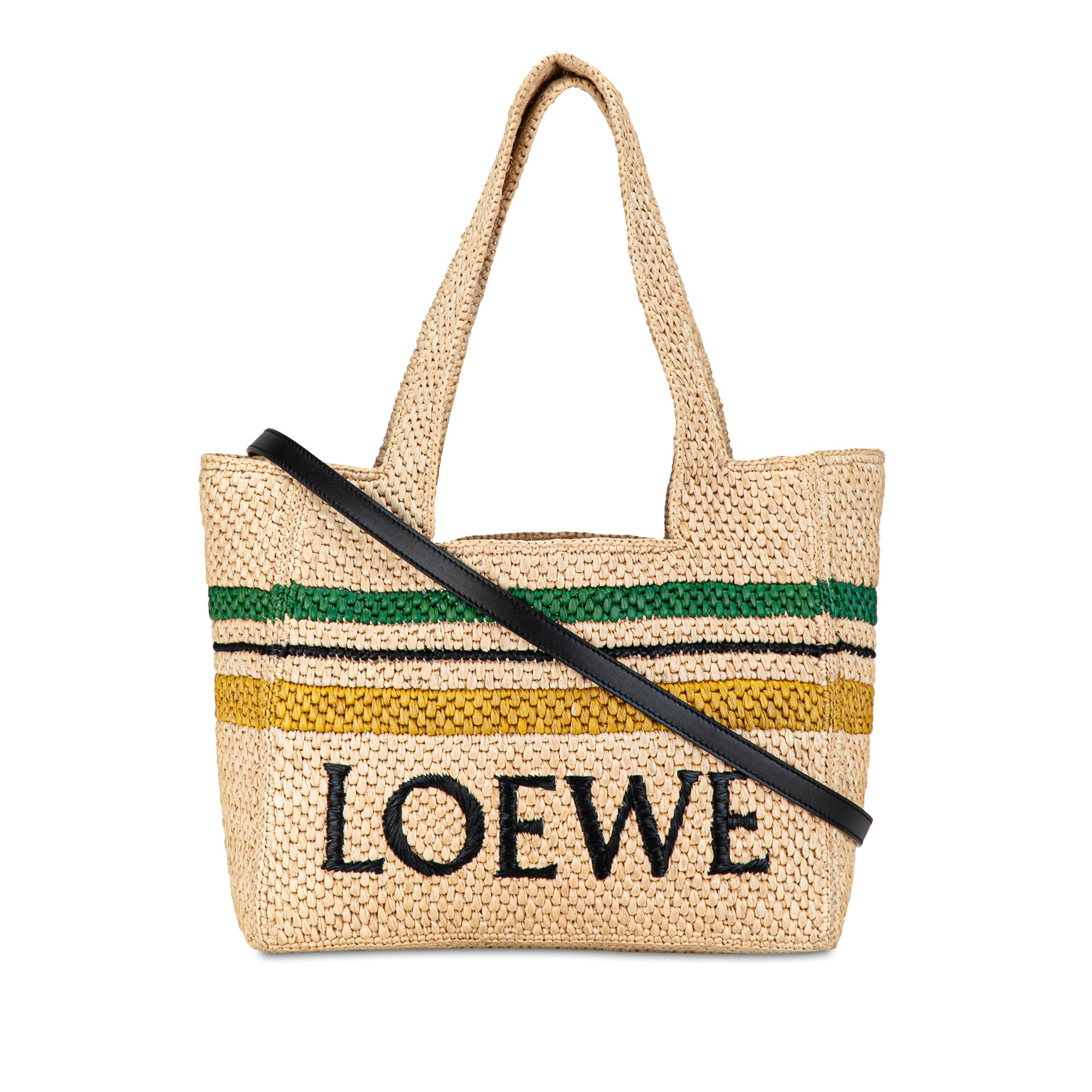 Paula's Ibiza Medium Raffia Striped Font Tote_0