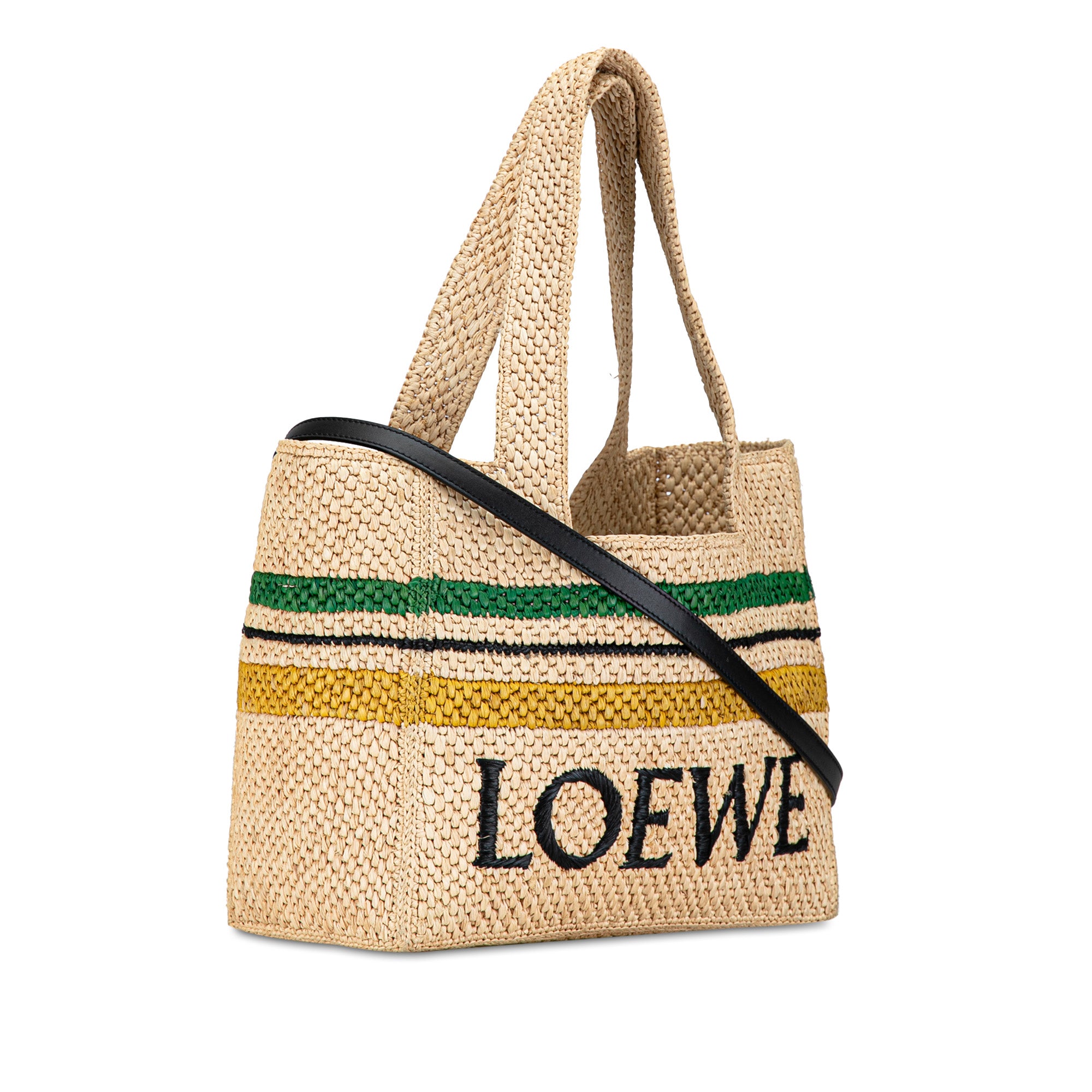 Paula's Ibiza Medium Raffia Striped Font Tote_1