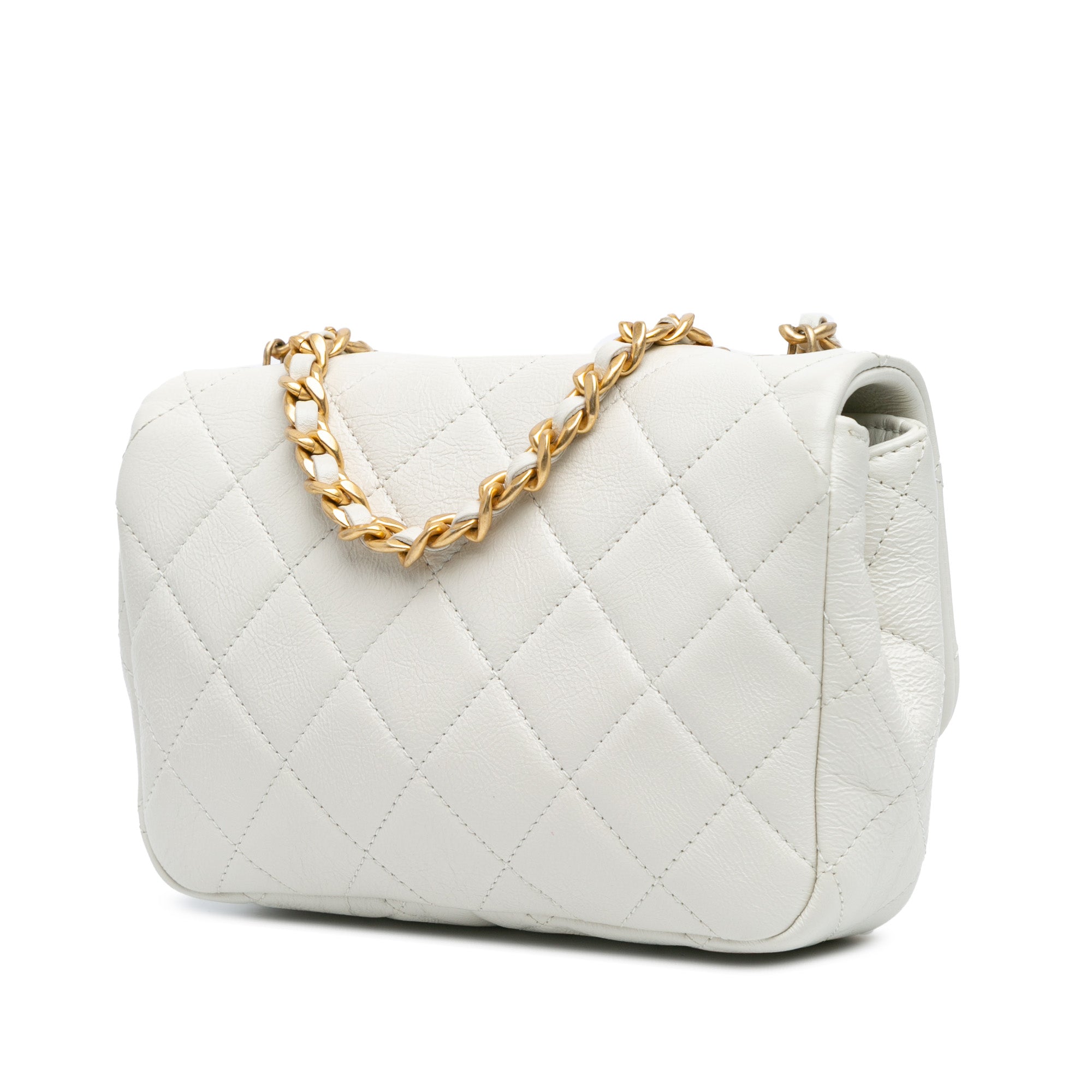 Mini Glazed Calfskin Pearl Side Flap