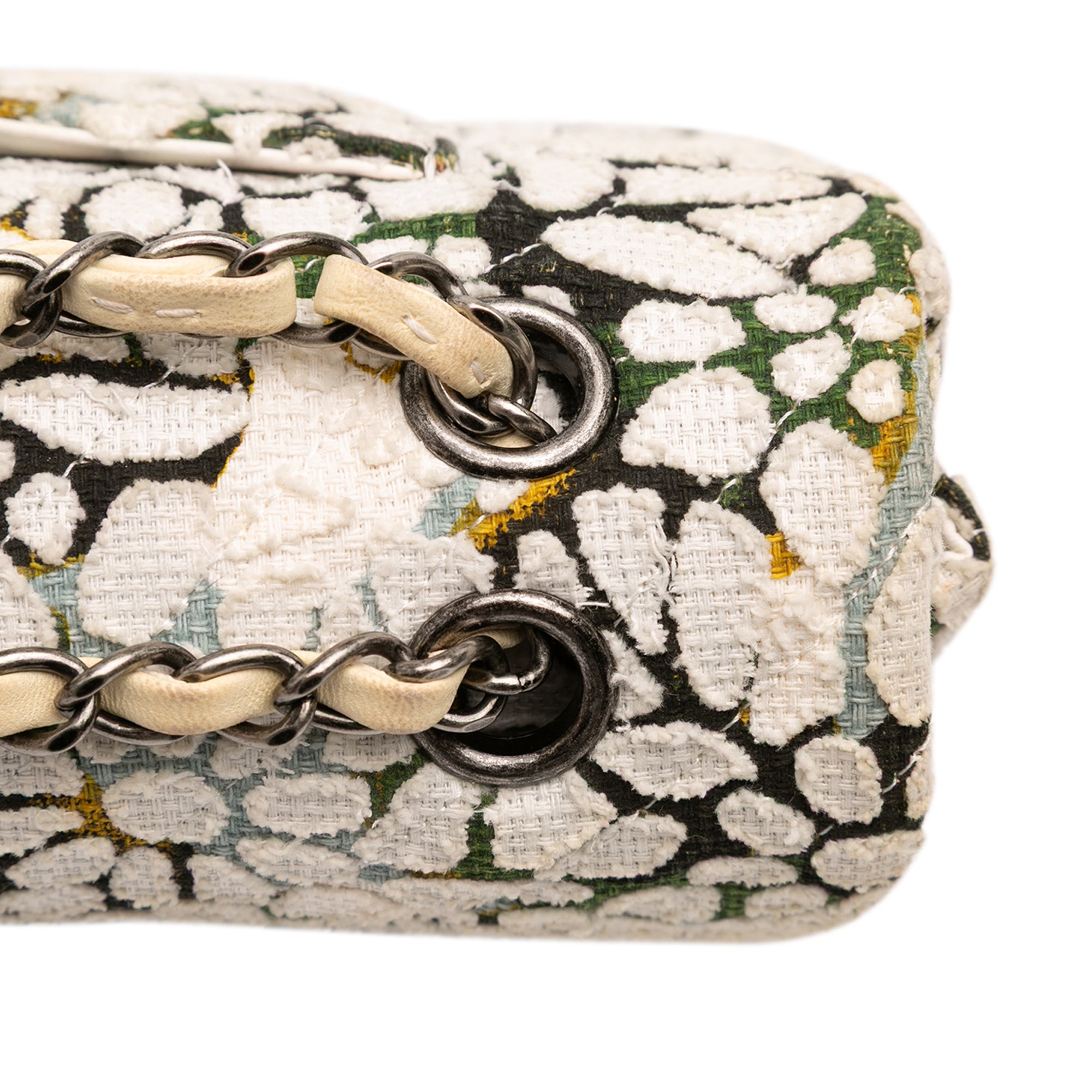 Medium Classic Chevron Tweed Floral Double Flap