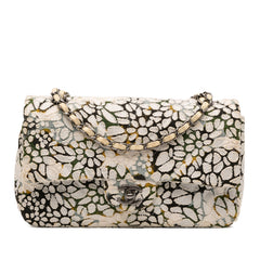 Medium Classic Chevron Tweed Floral Double Flap