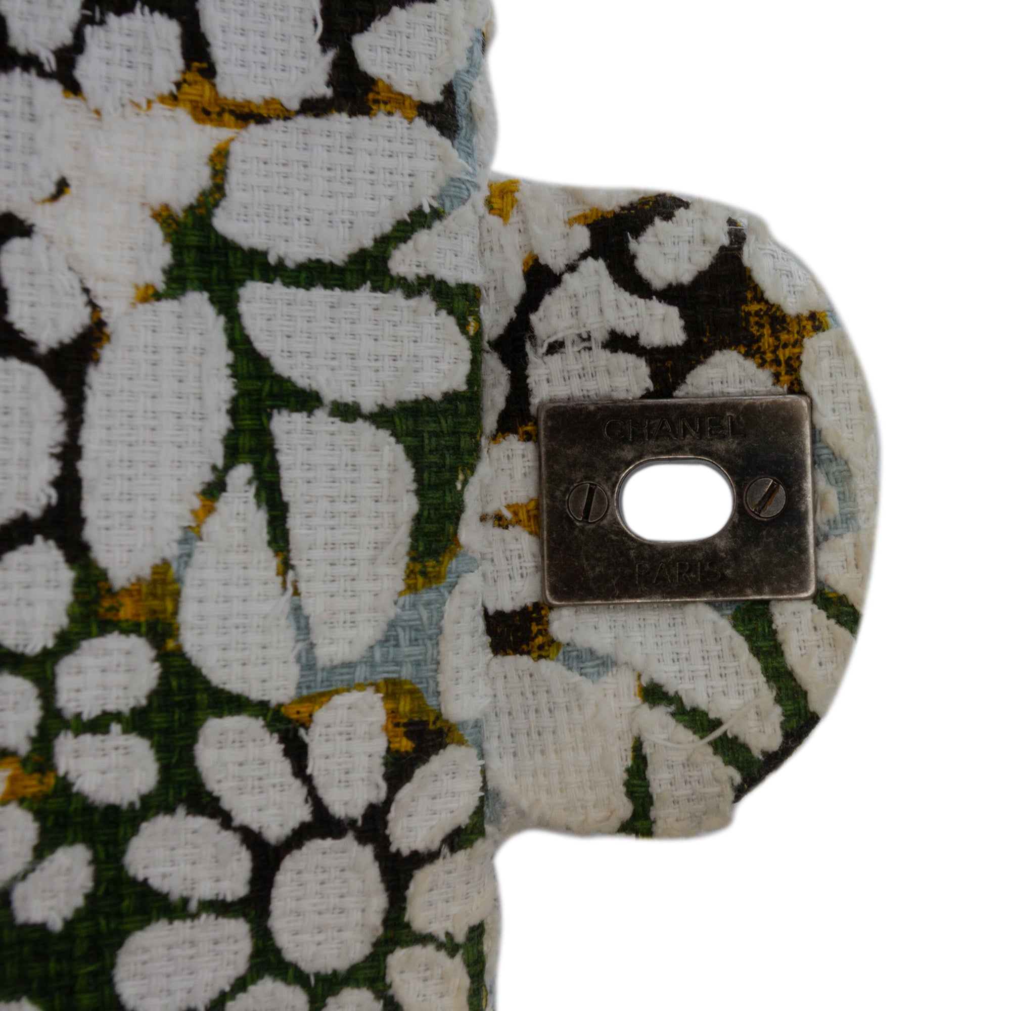 Medium Classic Chevron Tweed Floral Double Flap