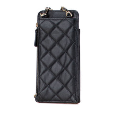CC Quilted Caviar Zip Phone Holder with Chain