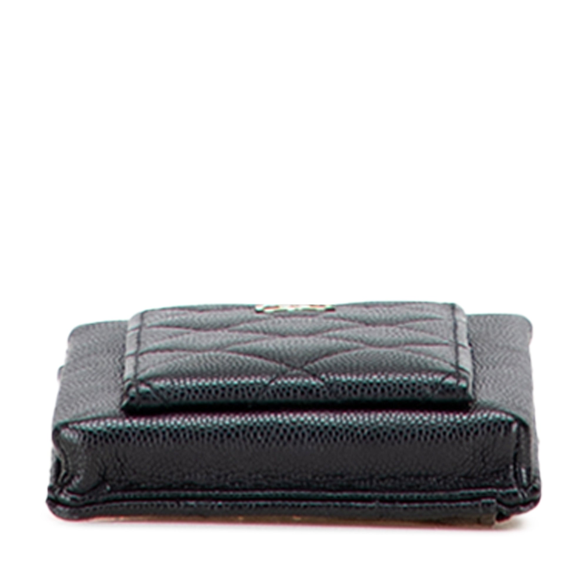 CC Quilted Caviar Zip Phone Holder with Chain