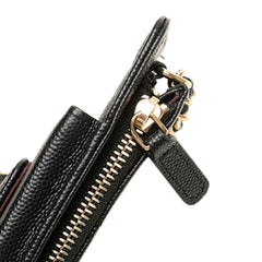 CC Quilted Caviar Zip Phone Holder with Chain