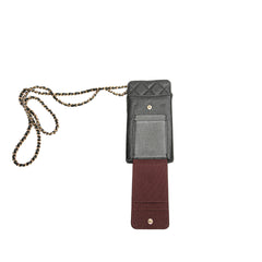 CC Quilted Caviar Zip Phone Holder with Chain