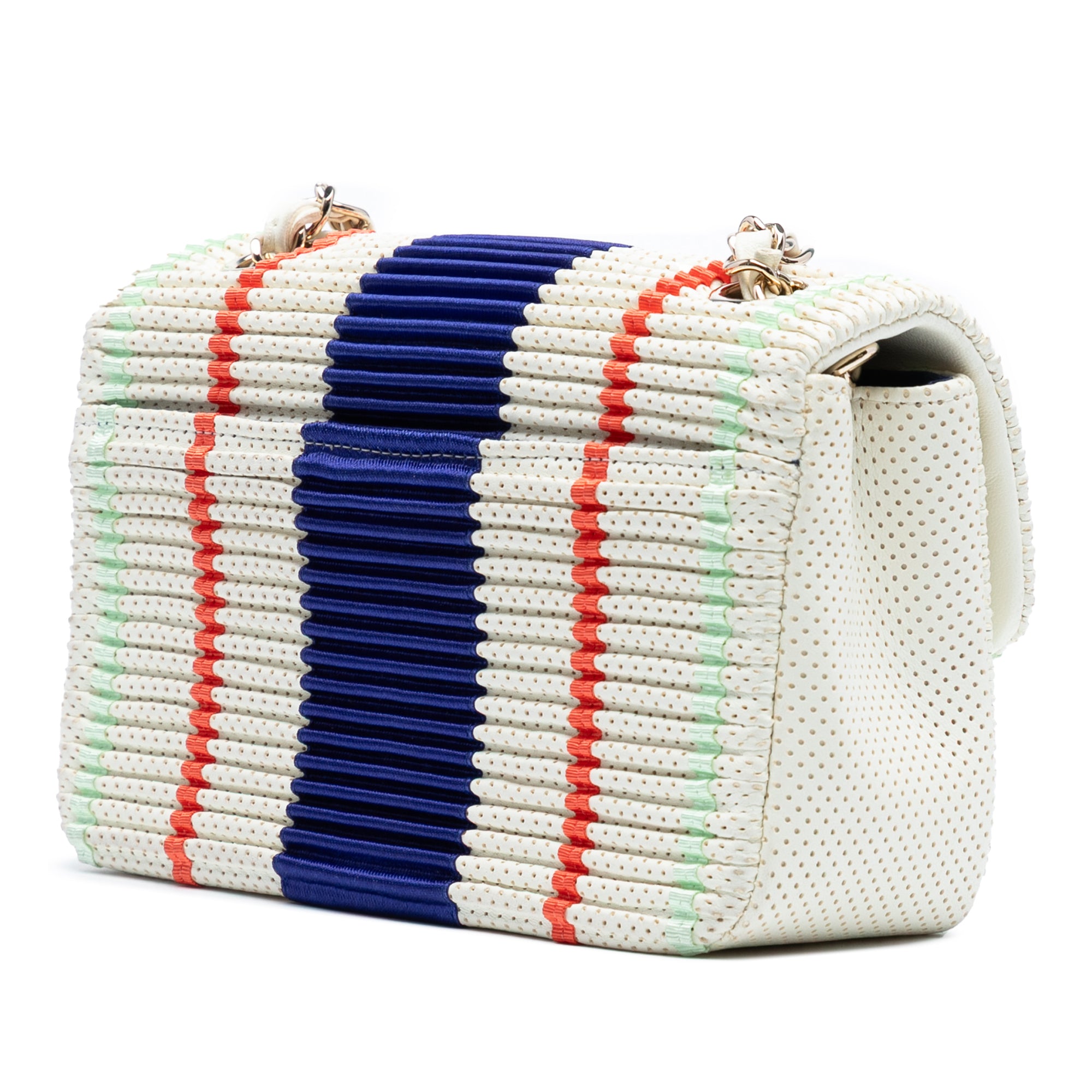 New Mini Pleated Perforated Lambskin Single Flap