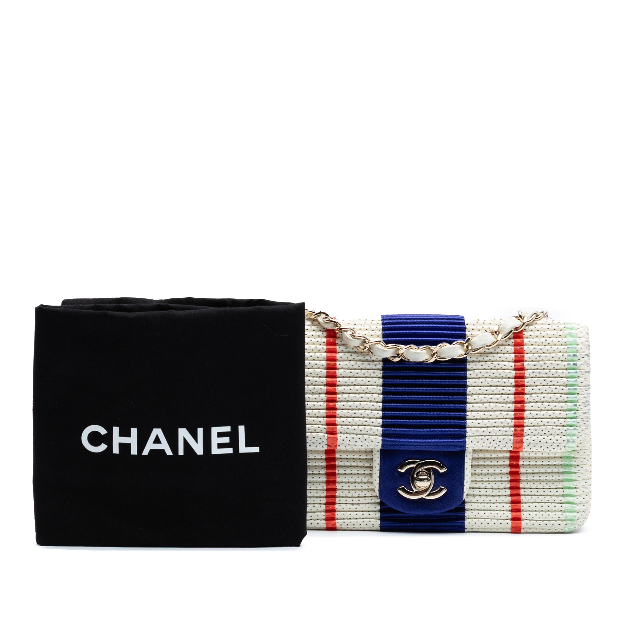 New Mini Pleated Perforated Lambskin Single Flap