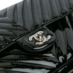 Medium Classic Chevron Patent Double Flap