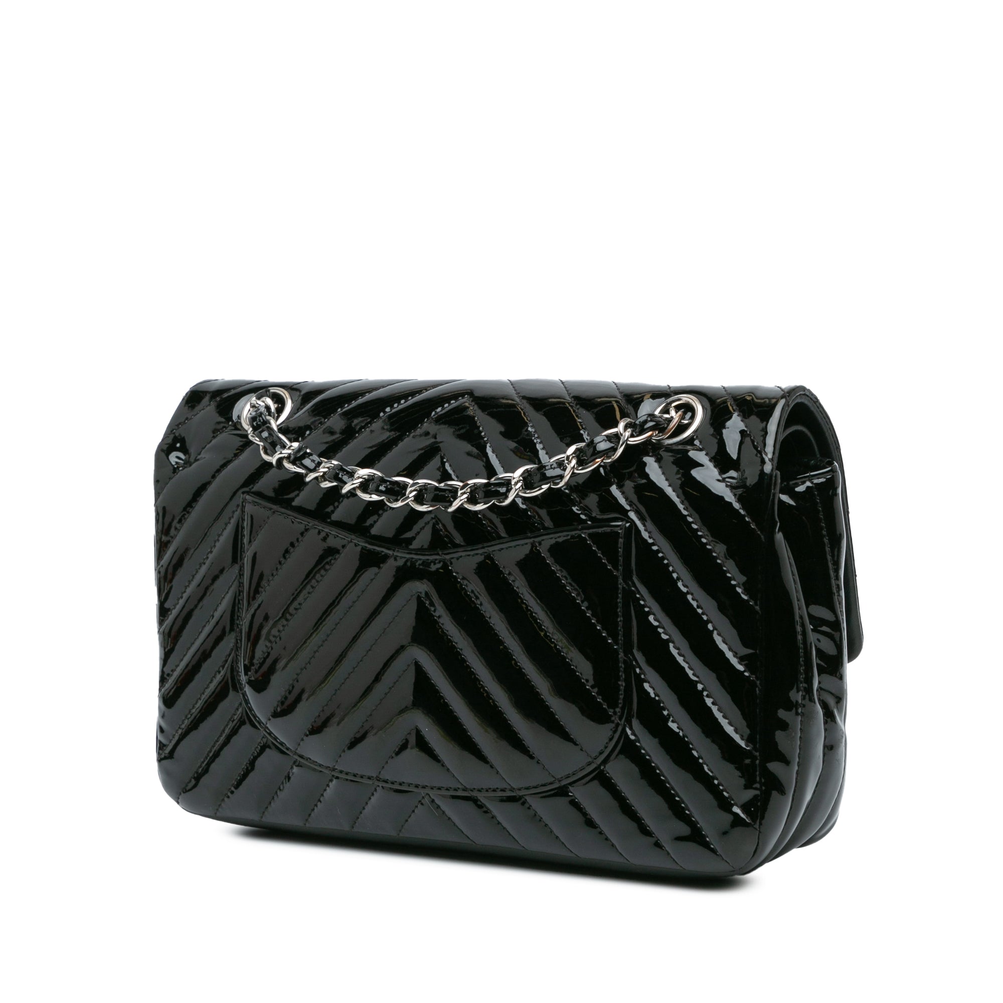 Medium Classic Chevron Patent Double Flap